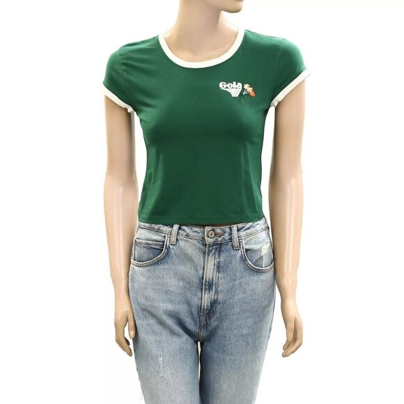 Gola x Anthropologie Runner Cropped Baby Tee Blouse Top Embroidered S NWT 278365 - Picture 3 of 6